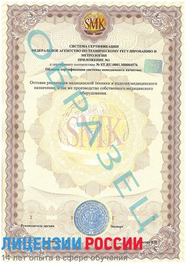 Образец сертификата соответствия (приложение) Кировский Сертификат ISO 13485
